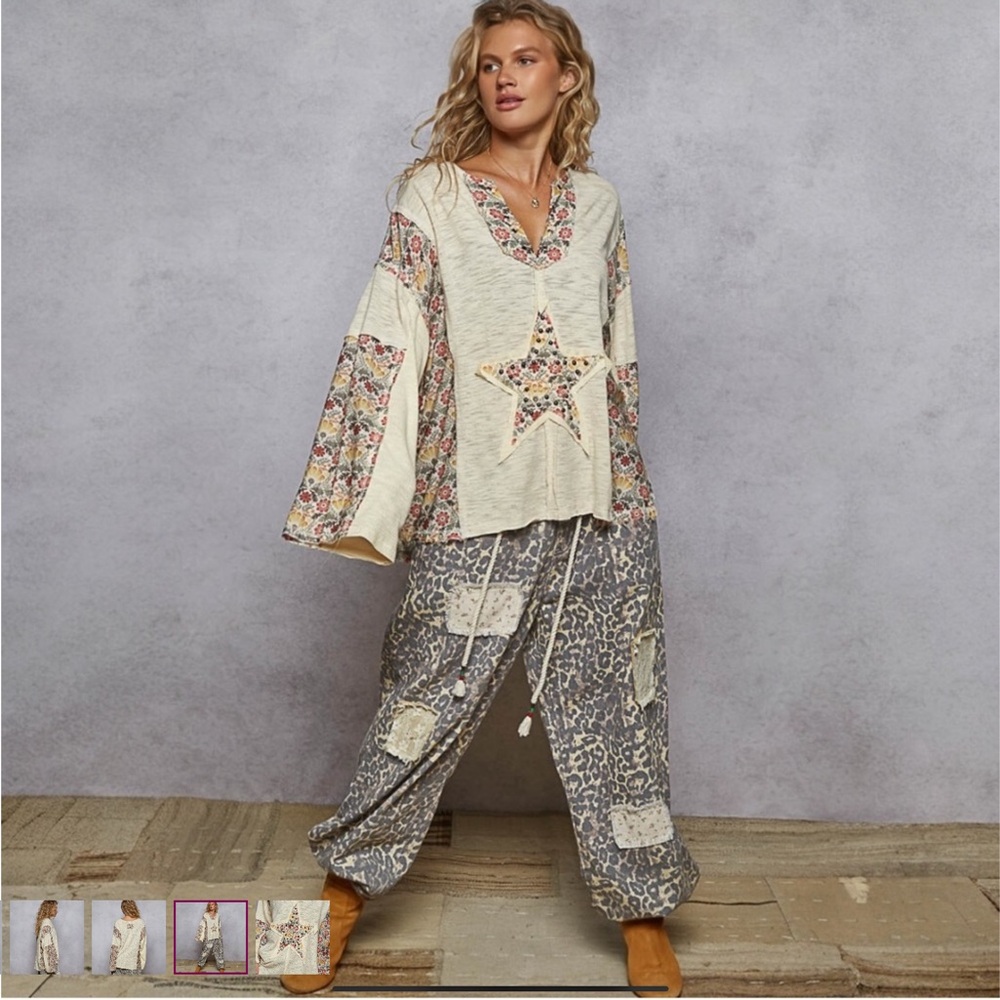 POL Floral Patchwork Star Women Top - Picture 5 of 5